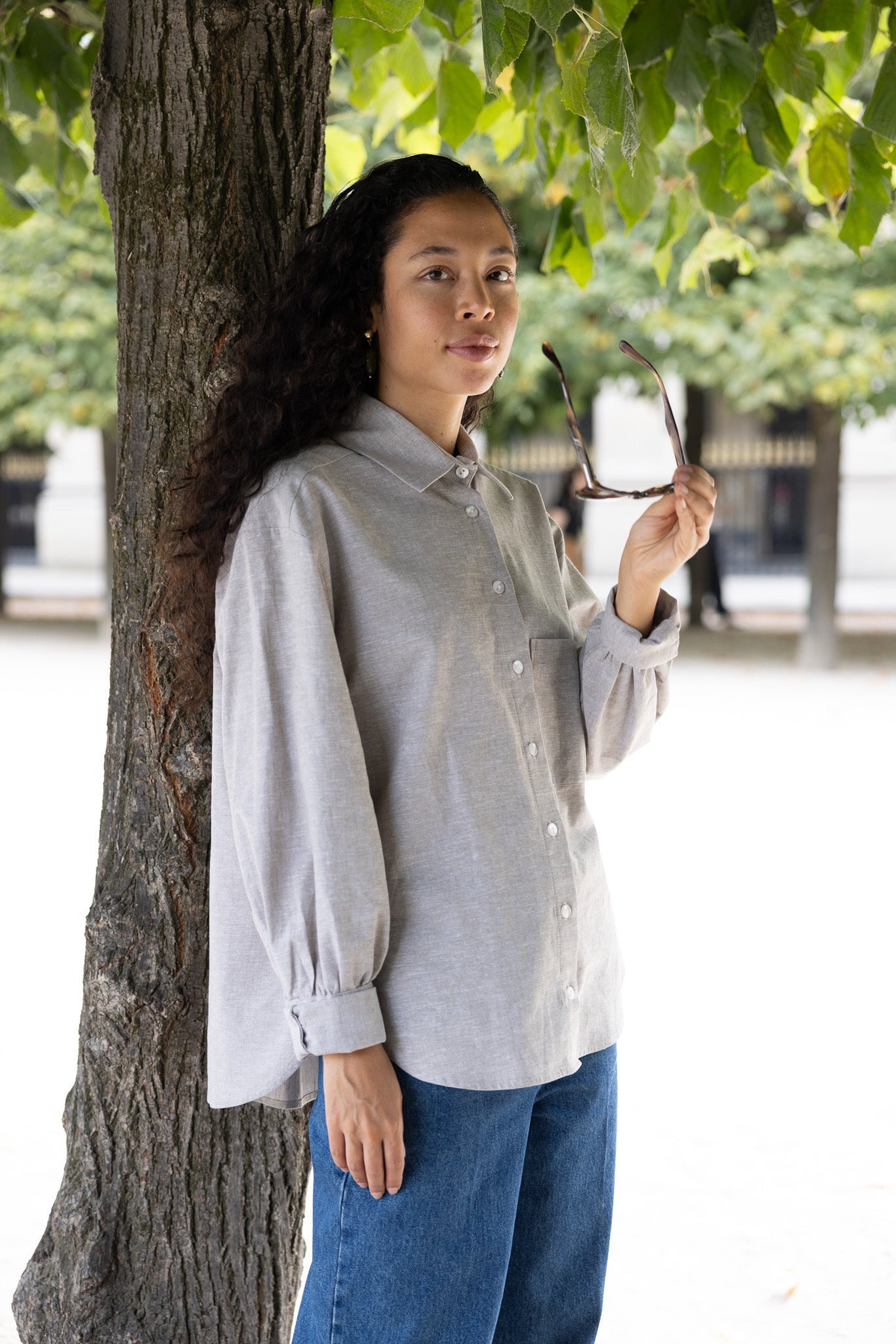 Chemise ADAMÉ – Beige / Gris sable